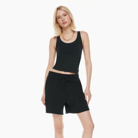 Aritzia Tna Cozy Fleece Boyfriend Sweat Short 6” High Rise Waist Size Small blue - Picture 3 of 10